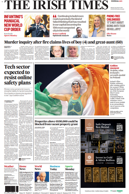 Monday's front pages