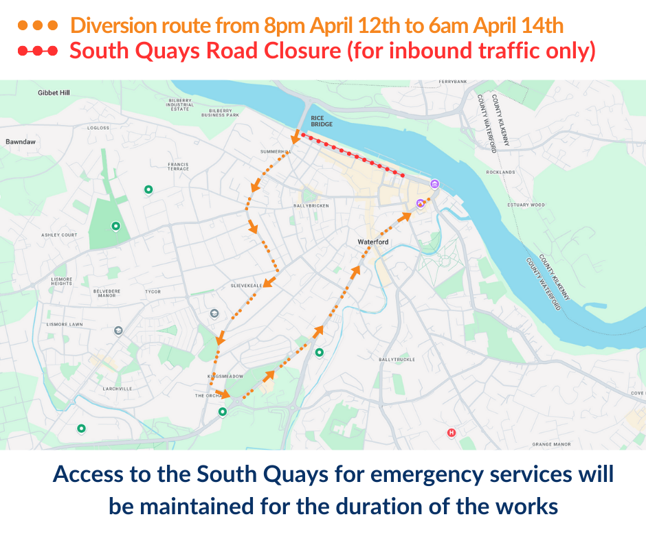 Diversion route, Waterford City.