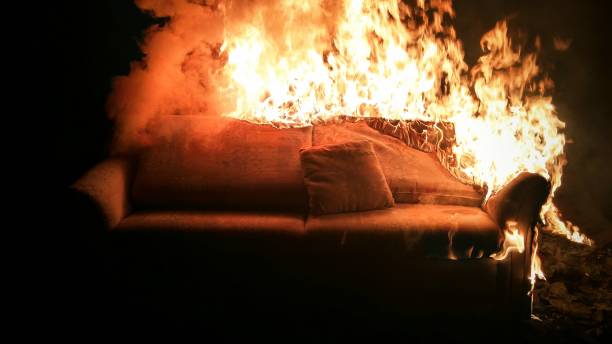 Couch on fire