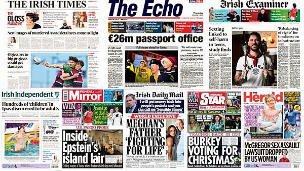 Thursday's Front Pages